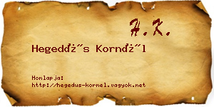 Hegedűs Kornél névjegykártya